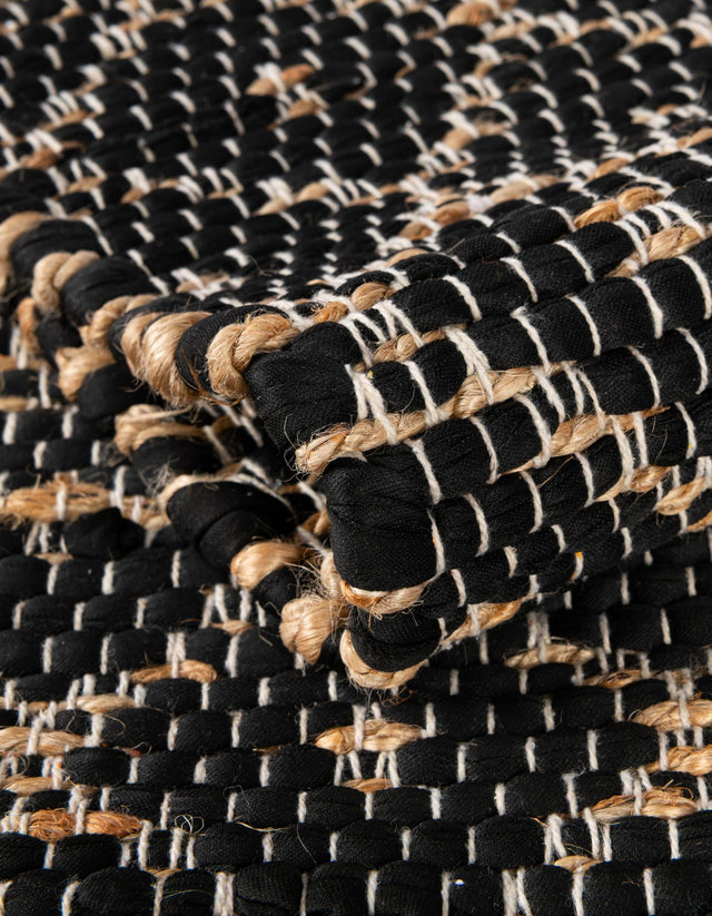 Black 8' x 8' Chindi Trellis Square Area Rug Natural Eco-Friendly Cotton Geometric Pattern Carpet for Living Dining Room Office Bedrooms for Sale at Rug Engine