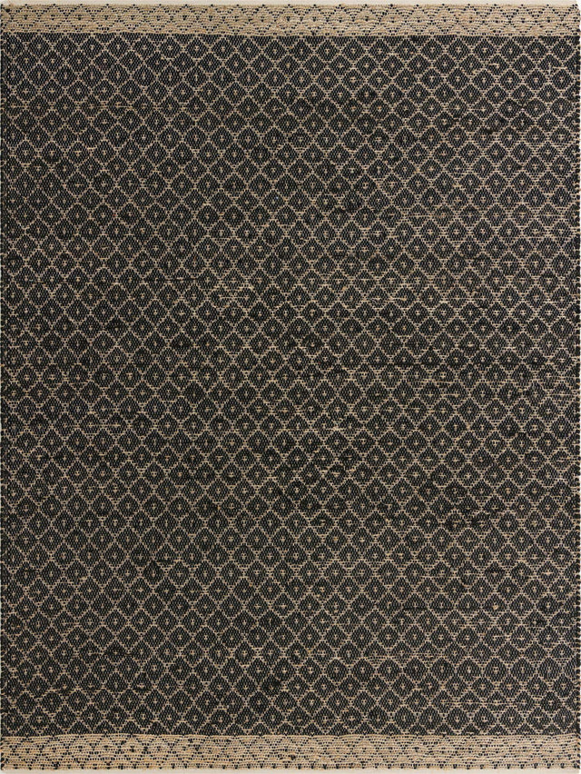 Black 9' x 12' Chindi Trellis Rectangle Area Rug Natural Eco-Friendly Cotton Geometric Pattern Carpet for Living Dining Room Office Bedrooms for Sale at Rug Engine