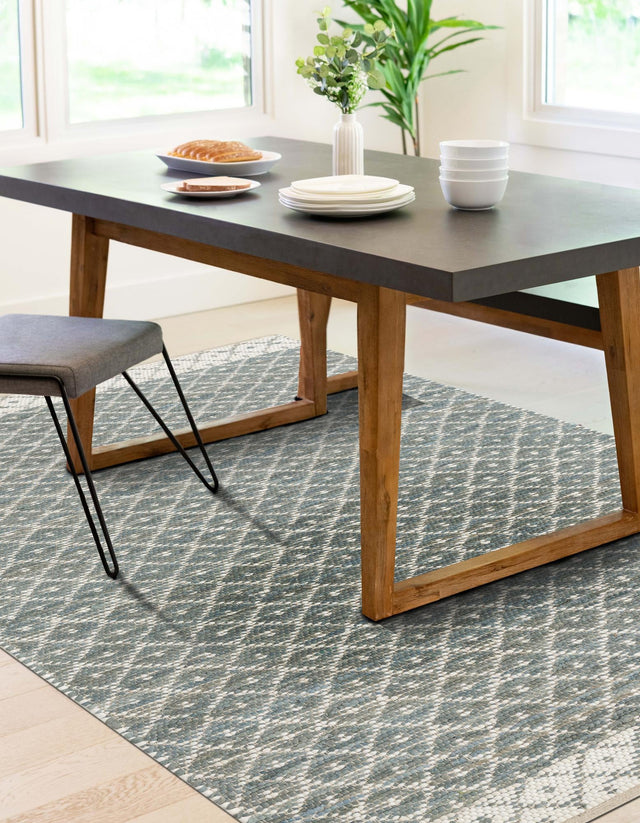 Gray 10' x 14' 1 Chindi Trellis Rectangle Area Rug Natural Eco-Friendly Cotton Geometric Pattern Carpet for Living Dining Room Office Bedrooms for Sale at Rug Engine