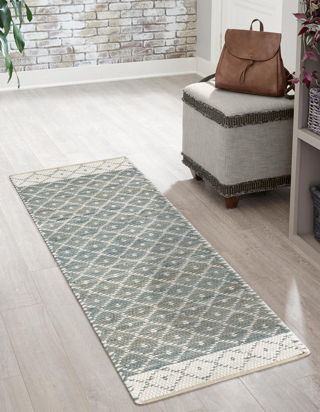 Gray 2' 7 x 10' Chindi Trellis Runner Area Rug Natural Eco-Friendly Cotton Geometric Pattern Carpet for Living Dining Room Office Bedrooms for Sale at Rug Engine