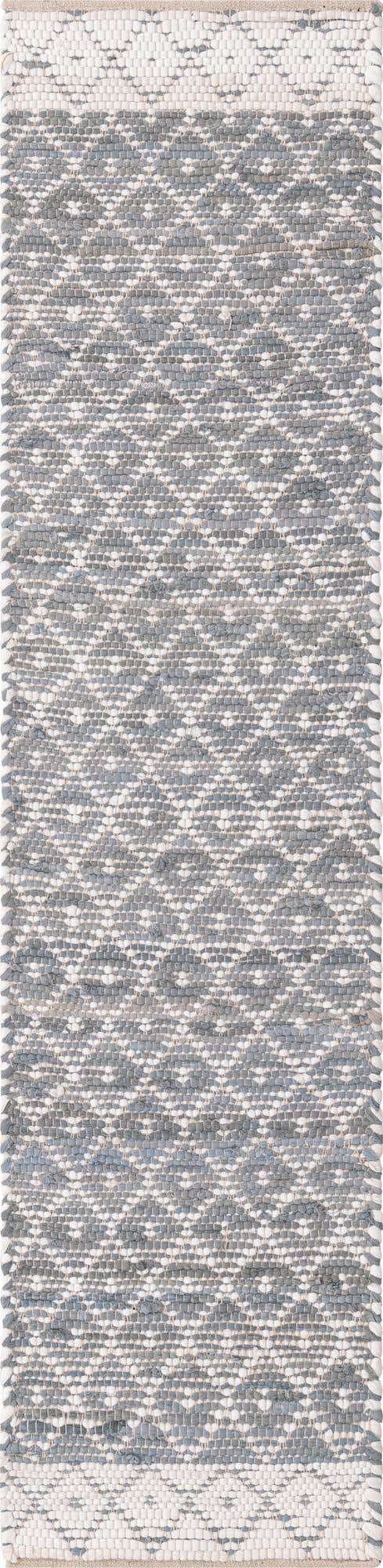 Gray 2' 2 x 8' Chindi Trellis Runner Area Rug Natural Eco-Friendly Cotton Geometric Pattern Carpet for Living Dining Room Office Bedrooms for Sale at Rug Engine
