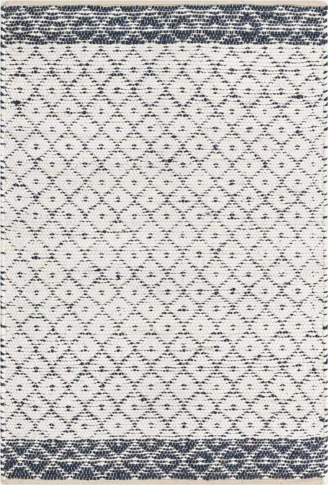 Ivory 4' 1 x 6' 1 Chindi Trellis Rectangle Area Rug Natural Eco-Friendly Cotton Geometric Pattern Carpet for Living Dining Room Office Bedrooms for Sale at Rug Engine
