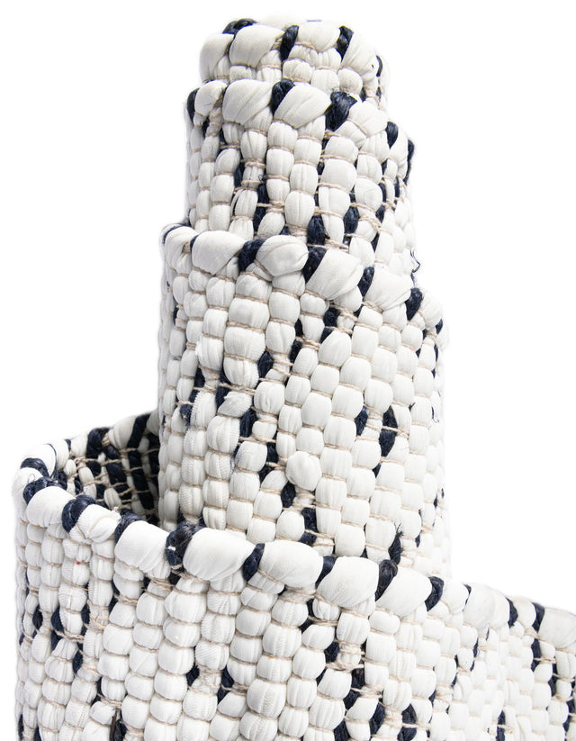 Ivory 10' x 10' Chindi Trellis Square Area Rug Natural Eco-Friendly Cotton Geometric Pattern Carpet for Living Dining Room Office Bedrooms for Sale at Rug Engine