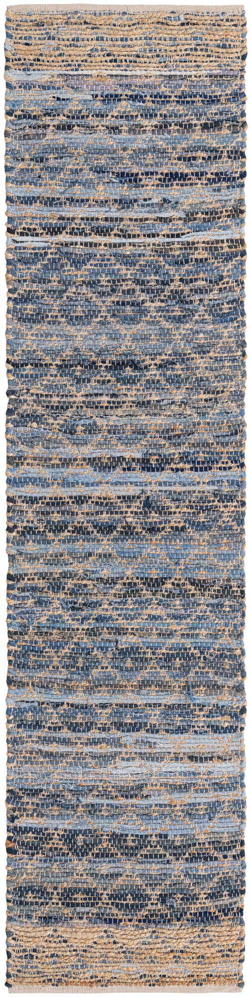 Denim blue 2' 2 x 8' Chindi Trellis Runner Area Rug Natural Eco-Friendly Cotton Geometric Pattern Carpet for Living Dining Room Office Bedrooms for Sale at Rug Engine