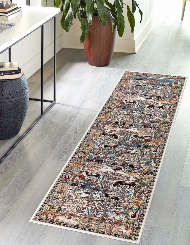 Ivory 2' 11 x 13' 1 Narenj Runner Area Rug 85% Polypropylene & 15% Polyester Traditional Classic Carpet for Living, Dining, Bedrooms, Office for Sale at Rug Engine