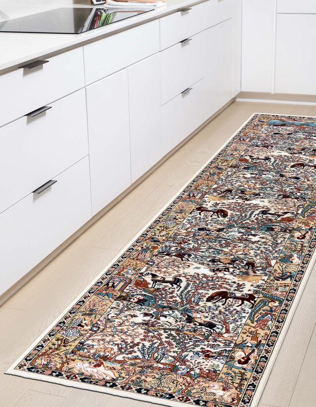 Ivory 2' 11 x 13' 1 Narenj Runner Area Rug 85% Polypropylene & 15% Polyester Traditional Classic Carpet for Living, Dining, Bedrooms, Office for Sale at Rug Engine