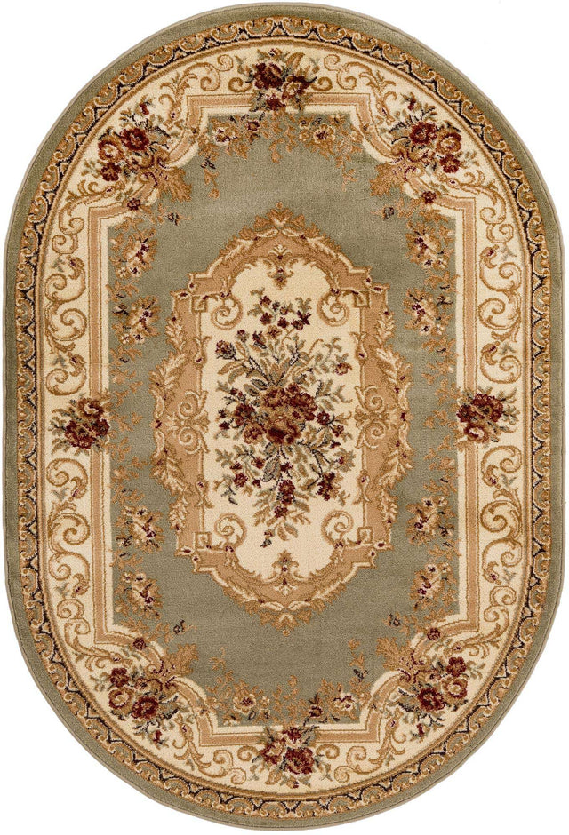 Green 4' 1 x 6' 1 Versailles Oval Area Rug