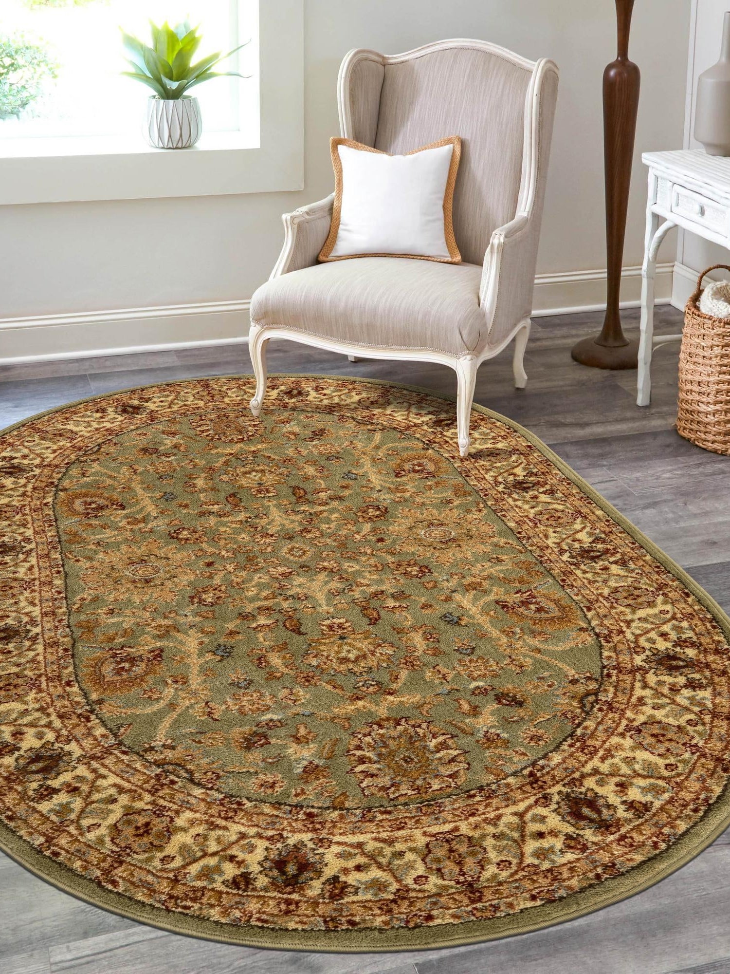 Light Green 4' 1 x 6' 1 Voyage Oval Area Rug