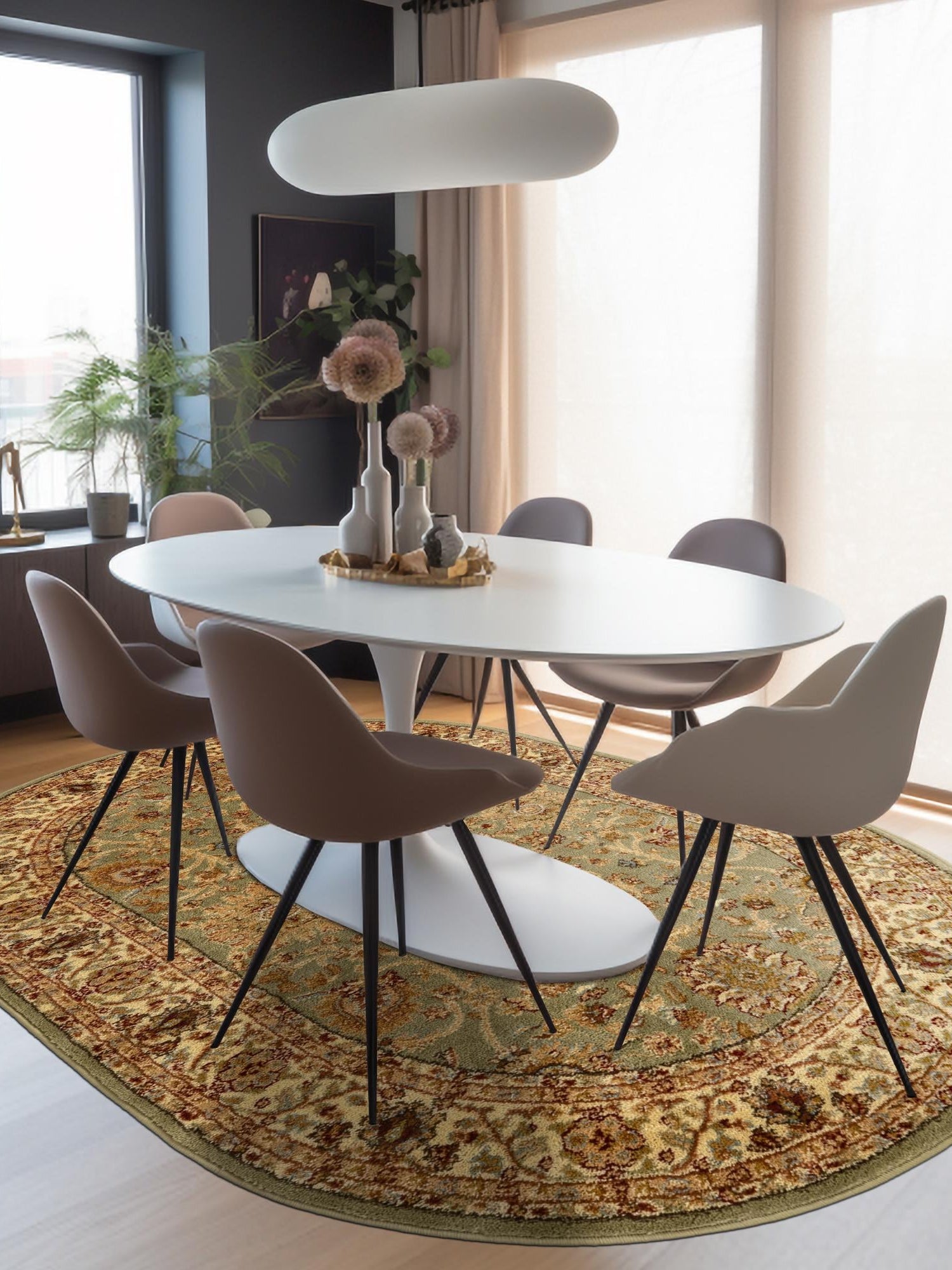 Light Green 4' 1 x 6' 1 Voyage Oval Area Rug
