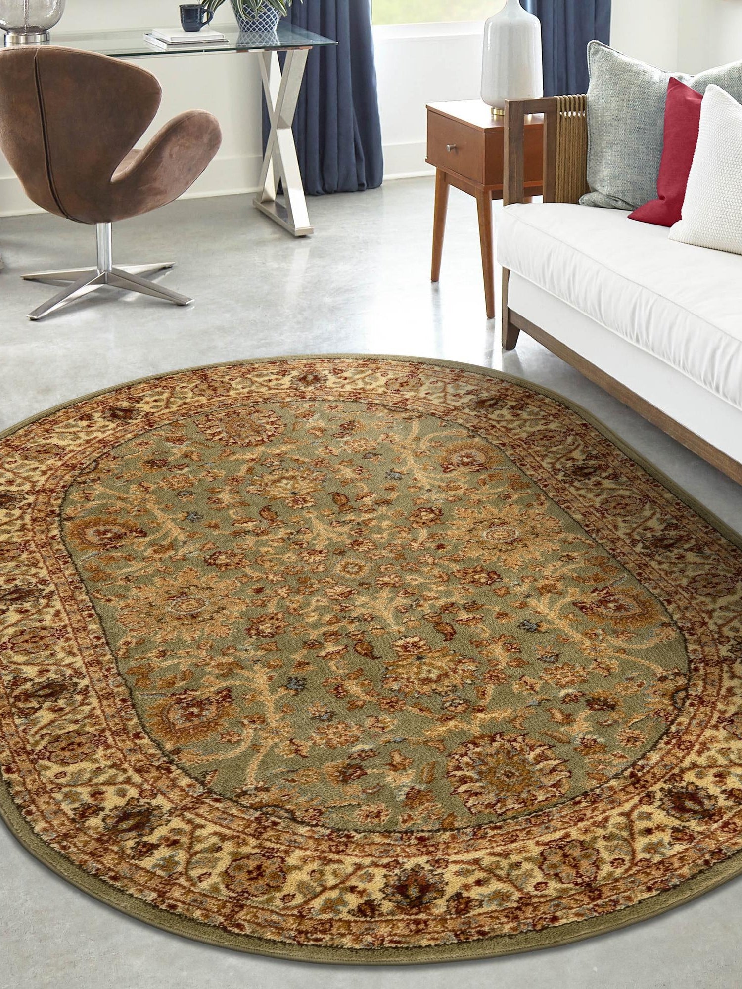 Light Green 4' 1 x 6' 1 Voyage Oval Area Rug