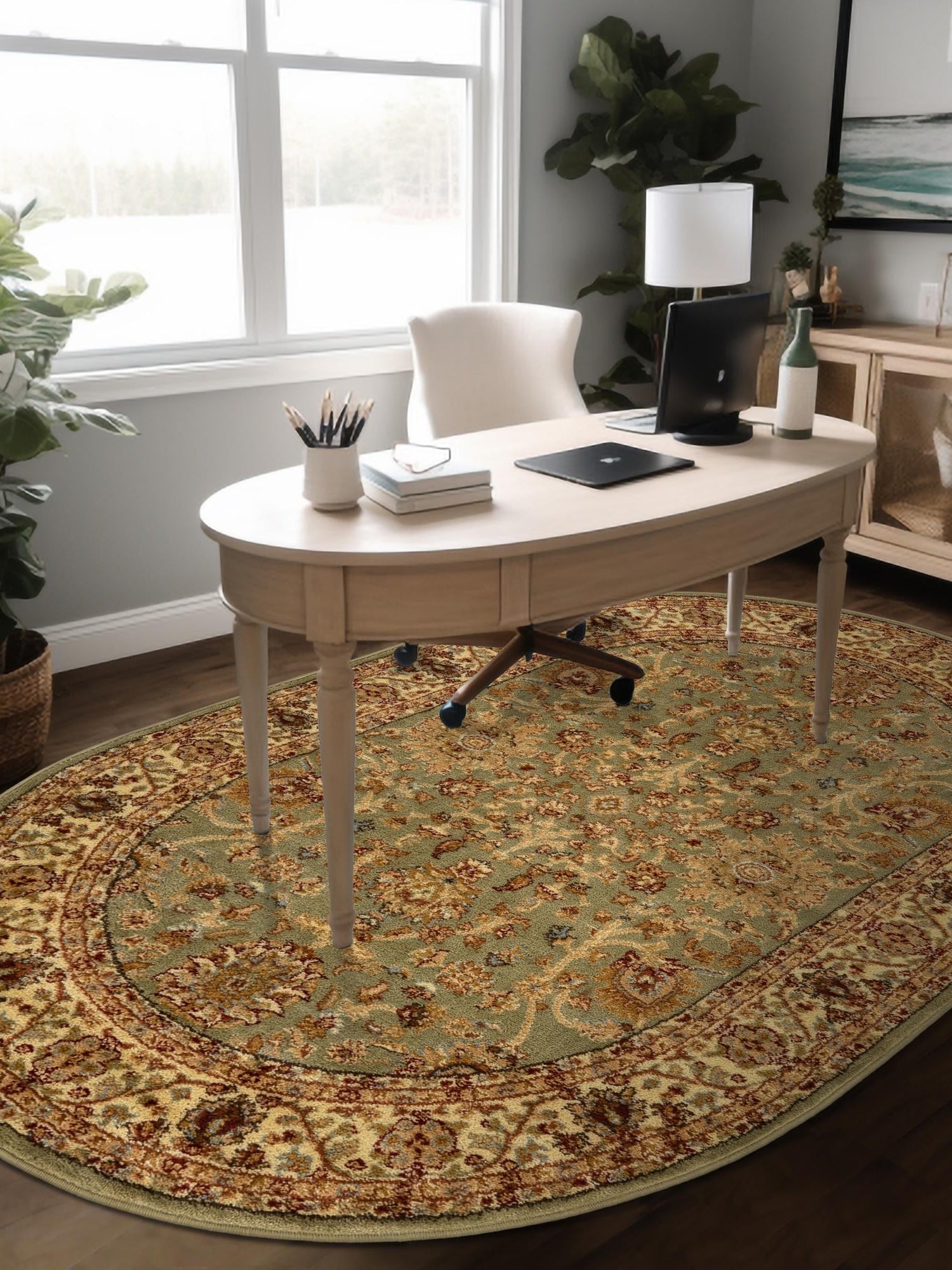 Light Green 4' 1 x 6' 1 Voyage Oval Area Rug