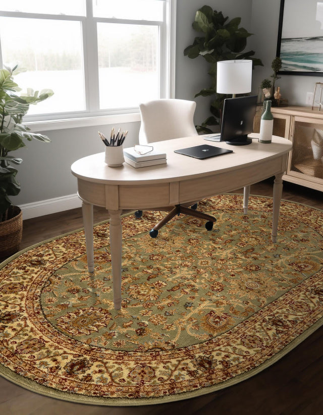 Light Green 4' 1 x 6' 1 Voyage Oval Area Rug