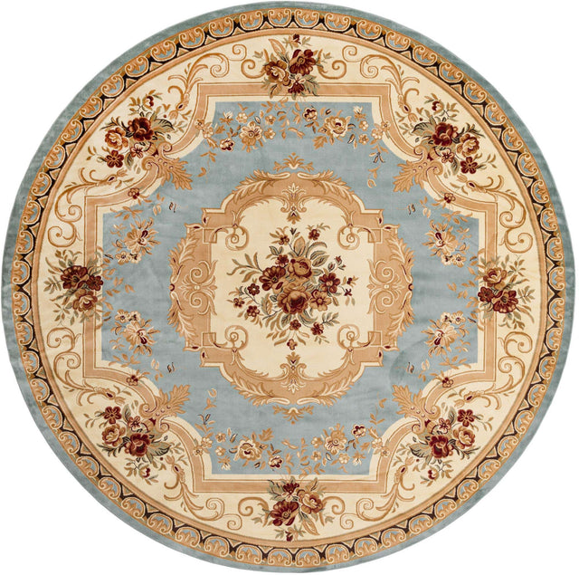 Light Blue 13' 1 x 13' 1 Versailles Round Area Rug