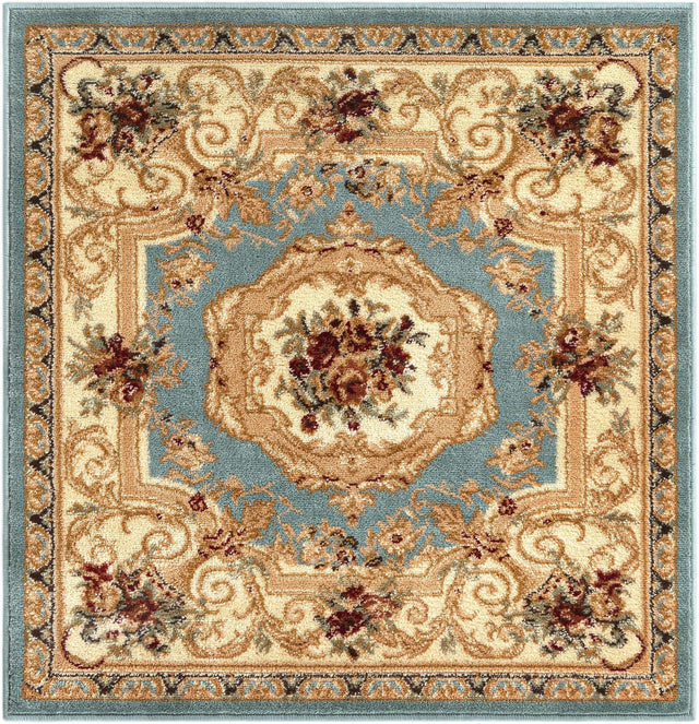 Light Blue 3' 1 x 3' 1 Versailles Square Area Rug