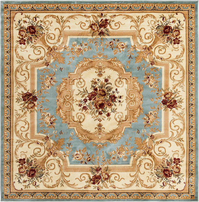 Light Blue 7' 1 x 7' 1 Versailles Square Area Rug