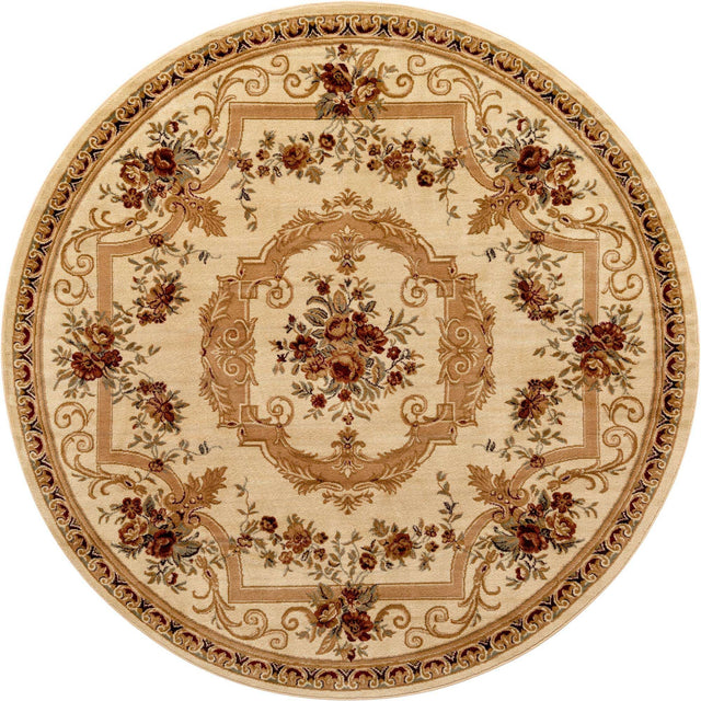 Cream 10' x 10' Versailles Round Area Rug