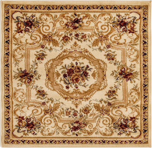 Cream 3' 1 x 3' 1 Versailles Square Area Rug