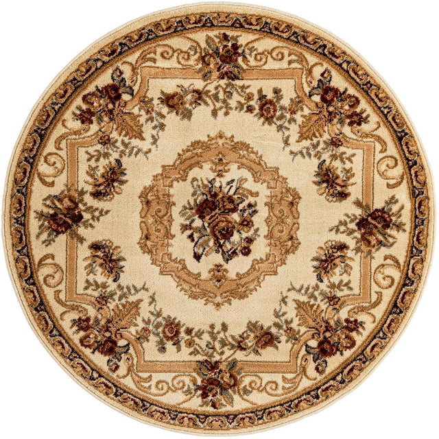 Cream 4' 1 x 4' 1 Versailles Round Area Rug