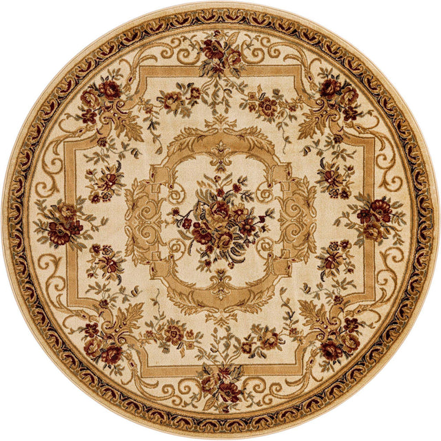 Cream 7' 1 x 7' 1 Versailles Round Area Rug