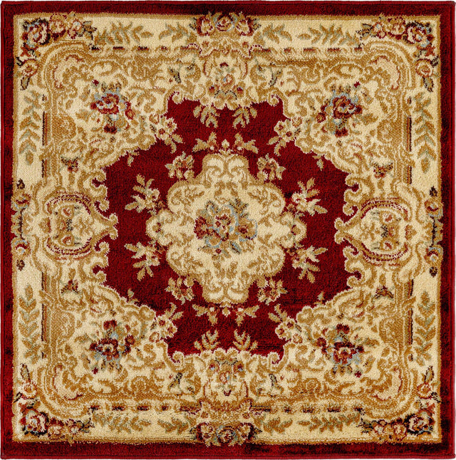 Red 3' 1 x 3' 1 Versailles Square Area Rug