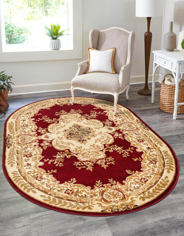 Red 4' 1 x 6' 1 Versailles Oval Area Rug