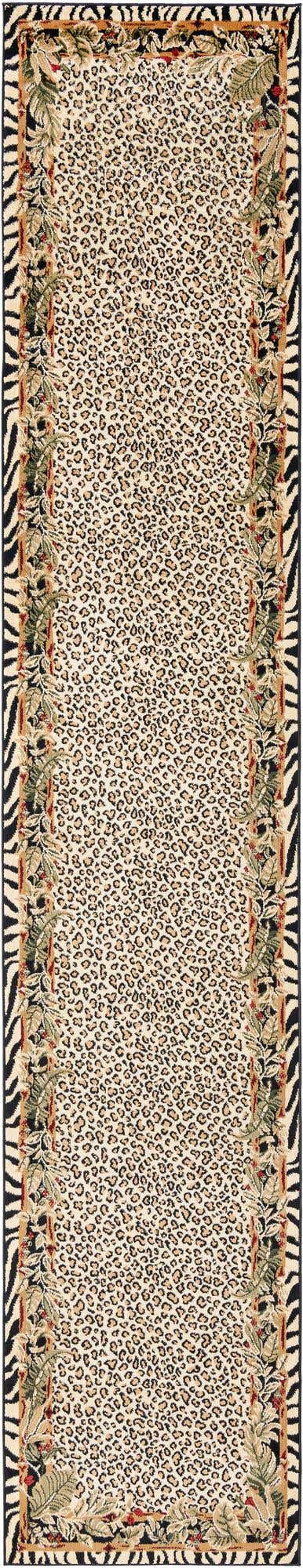 Cream 3' 1 x 16' 5 Wildlife Runner Area Rug Animal Print Safari Jungle Inspired Carpet for Unique Modern Interior Design for Sale at Rug Engine