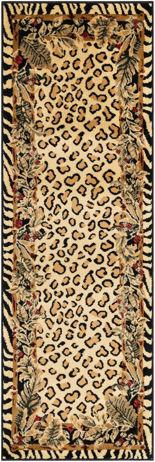 Cream 2' x 6' 1 Wildlife Runner Area Rug Animal Print Safari Jungle Inspired Carpet for Unique Modern Interior Design for Sale at Rug Engine