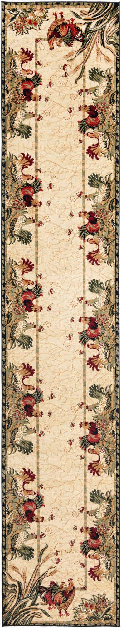 Cream 3' 1 x 16' 5 Barnyard Runner Area Rug 100% Polypropylene With Cotton Backing Traditional Cottage Rustic Classical Carpet for Living Office Bedroom Dining Room Easy to Clean Long Lasting & Durable Decor for Sale at Rug Engine