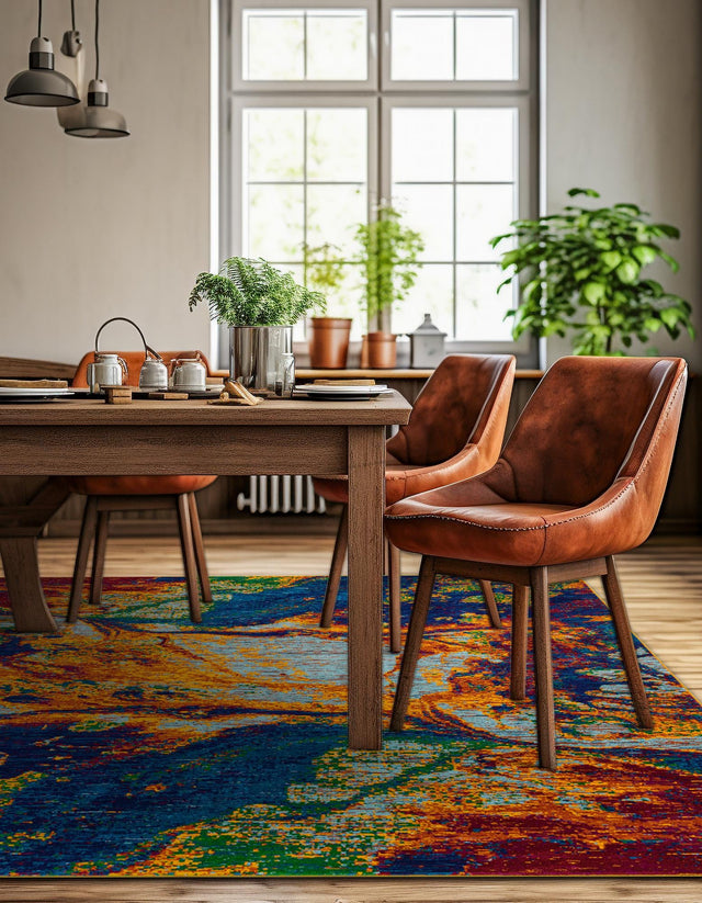 Multicolor 10' x 10' Calypso Square Area Rug 100% Polypropylene With Cotton Backing Colorful Vivid Traditional Design Carpet for Living Office Dining Rooms for Sale at Rug Engine