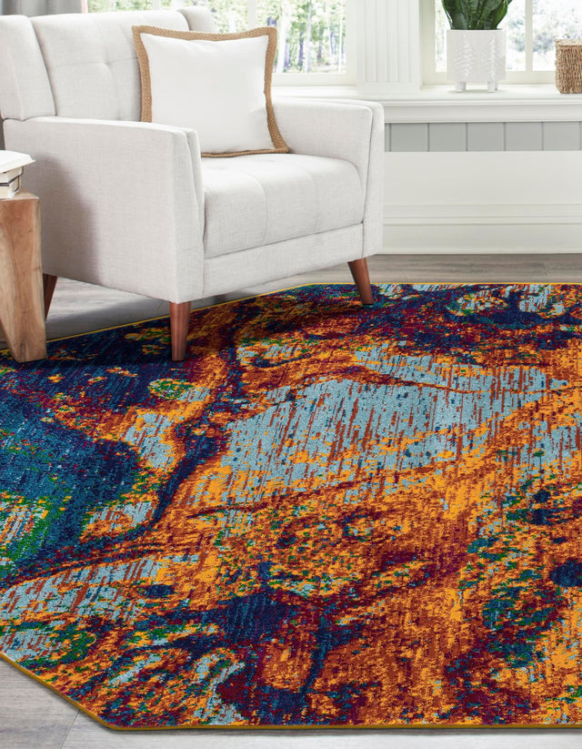 Multicolor 5' 3 x 5' 3 Calypso Octagon Area Rug 100% Polypropylene With Cotton Backing Colorful Vivid Traditional Design Carpet for Living Office Dining Rooms for Sale at Rug Engine