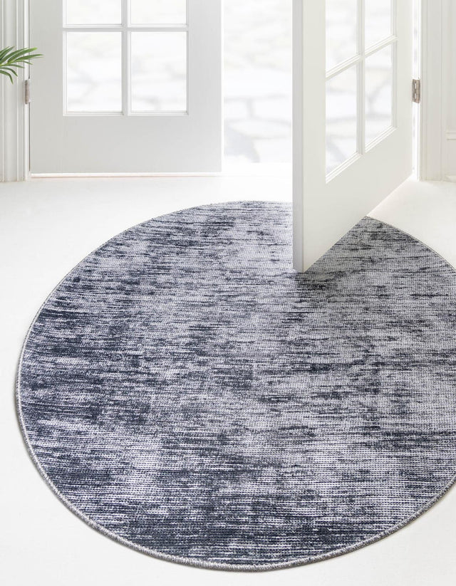 Gray 3' 6 x 3' 6 Asha Round Area Rug 100% Chenille Cotton Easy Clean Indoor Living Dining Bedroom Office Carpet for Sale at Rug Engine