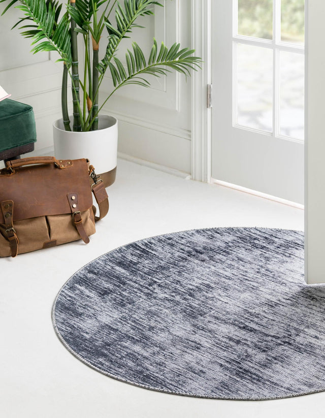 Gray 5' x 5' Asha Round Area Rug 100% Chenille Cotton Easy Clean Indoor Living Dining Bedroom Office Carpet for Sale at Rug Engine