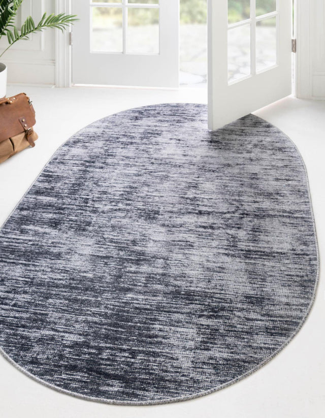 Gray 3' 6 x 5' 6 Asha Oval Area Rug 100% Chenille Cotton Easy Clean Indoor Living Dining Bedroom Office Carpet for Sale at Rug Engine