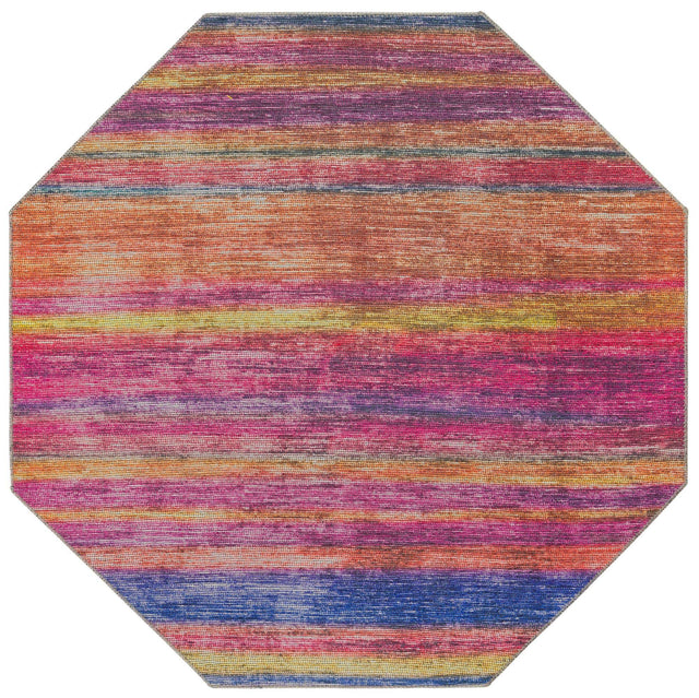 Multicolor 5' x 5' Asha Octagon Area Rug 100% Chenille Cotton Easy Clean Indoor Living Dining Bedroom Office Carpet for Sale at Rug Engine