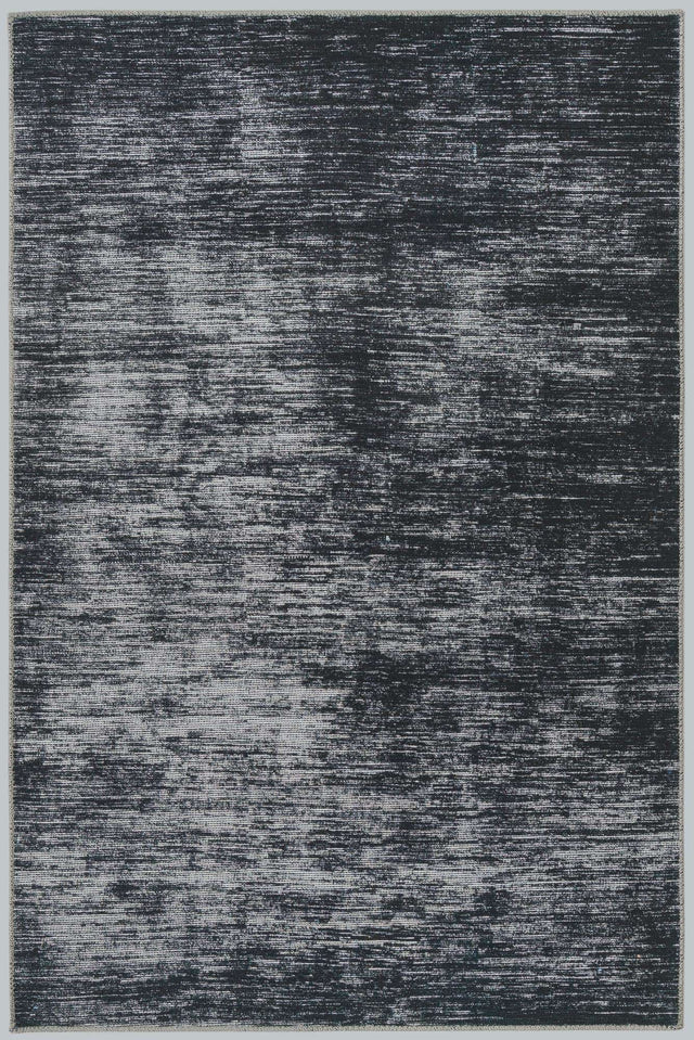Black 4' x 6' Asha Rectangle Area Rug 100% Chenille Cotton Easy Clean Indoor Living Dining Bedroom Office Carpet for Sale at Rug Engine