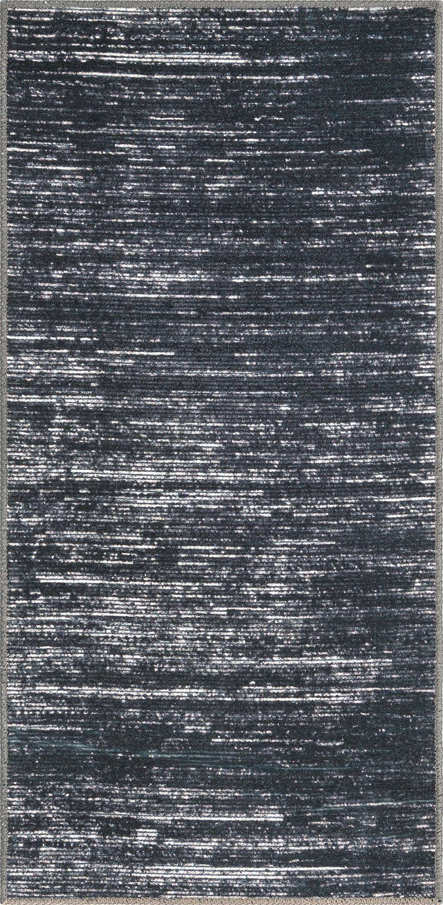 Black 2' x 4' Asha Runner Area Rug 100% Chenille Cotton Easy Clean Indoor Living Dining Bedroom Office Carpet for Sale at Rug Engine