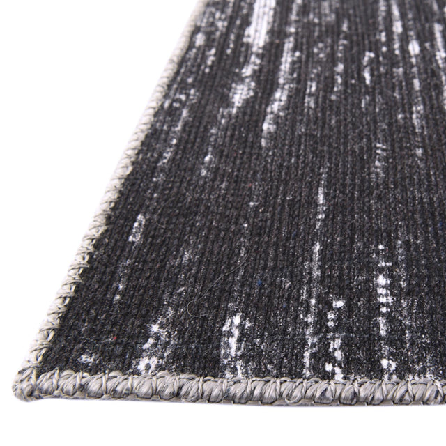 Black 2' x 8' Asha Runner Area Rug 100% Chenille Cotton Easy Clean Indoor Living Dining Bedroom Office Carpet for Sale at Rug Engine
