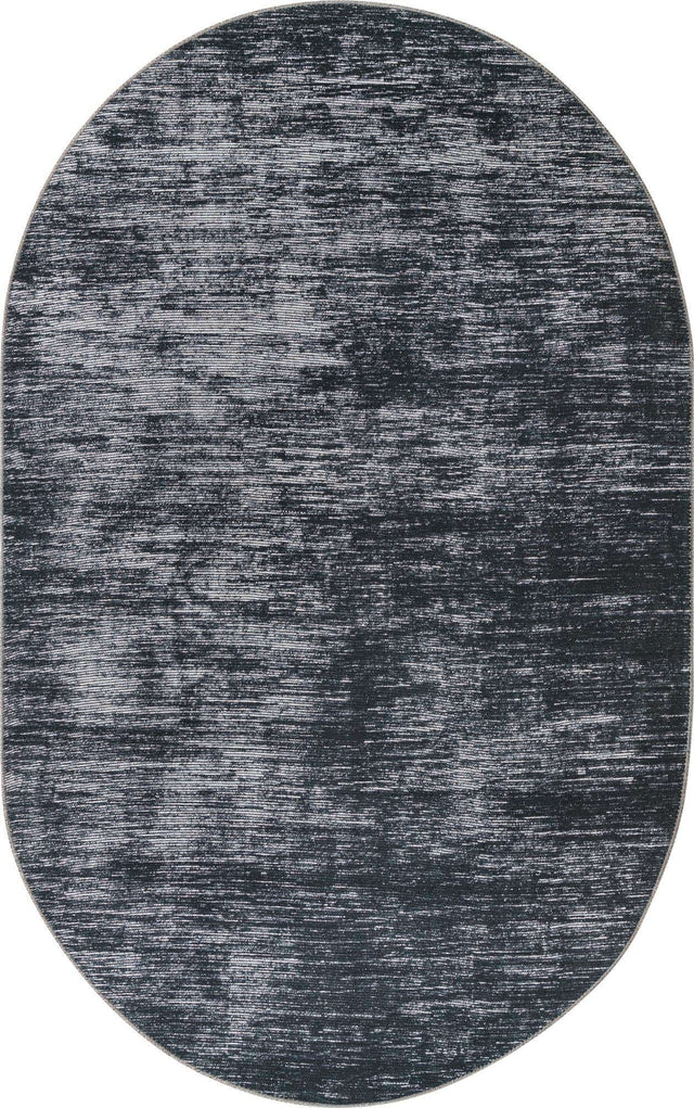 Black 5' x 8' Asha Oval Area Rug 100% Chenille Cotton Easy Clean Indoor Living Dining Bedroom Office Carpet for Sale at Rug Engine