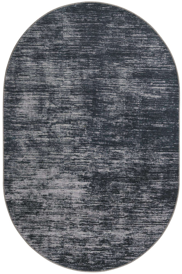 Black 4' x 6' Asha Oval Area Rug 100% Chenille Cotton Easy Clean Indoor Living Dining Bedroom Office Carpet for Sale at Rug Engine