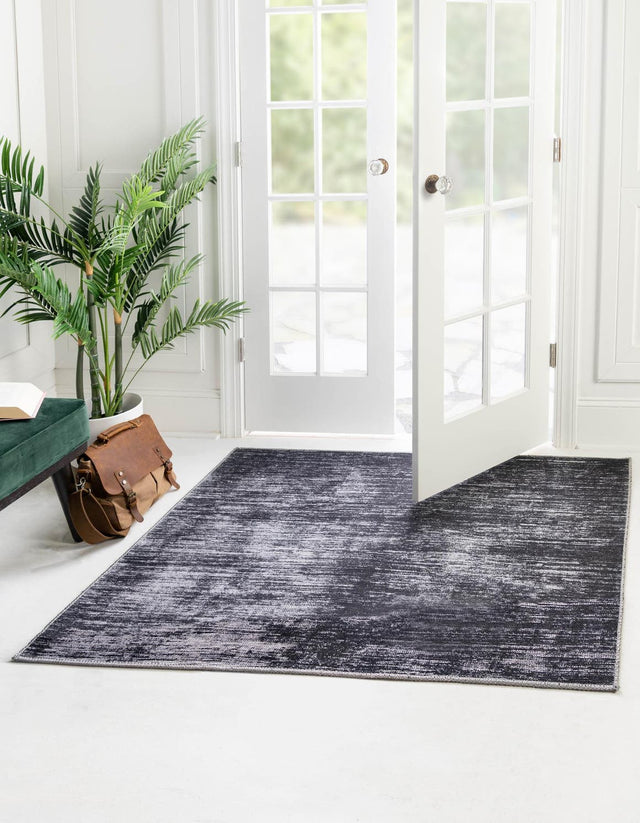 Black 7' 7 x 7' 7 Asha Square Area Rug 100% Chenille Cotton Easy Clean Indoor Living Dining Bedroom Office Carpet for Sale at Rug Engine