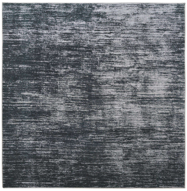 Black 7' 7 x 7' 7 Asha Square Area Rug 100% Chenille Cotton Easy Clean Indoor Living Dining Bedroom Office Carpet for Sale at Rug Engine