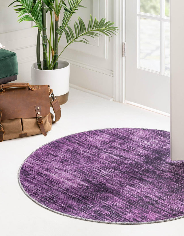 Purple 5' x 5' Asha Round Area Rug 100% Chenille Cotton Easy Clean Indoor Living Dining Bedroom Office Carpet for Sale at Rug Engine