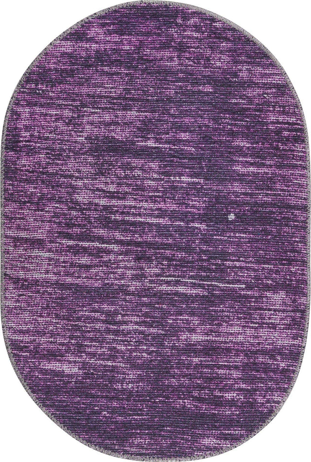 Purple 2' x 3' Asha Oval Area Rug 100% Chenille Cotton Easy Clean Indoor Living Dining Bedroom Office Carpet for Sale at Rug Engine