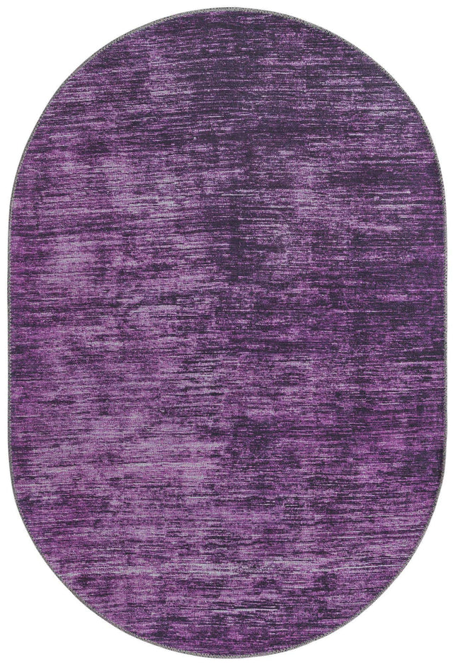 Purple 4' x 6' Asha Oval Area Rug 100% Chenille Cotton Easy Clean Indoor Living Dining Bedroom Office Carpet for Sale at Rug Engine