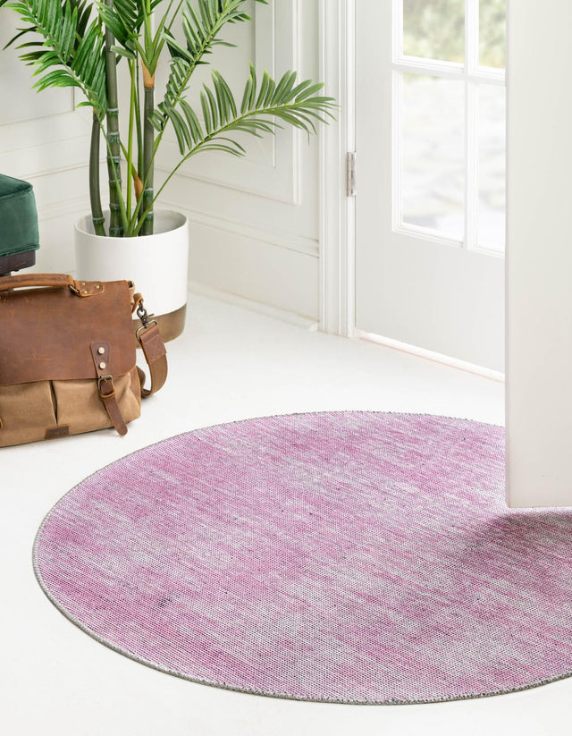 Pink 5' x 5' Asha Round Area Rug 100% Chenille Cotton Easy Clean Indoor Living Dining Bedroom Office Carpet for Sale at Rug Engine