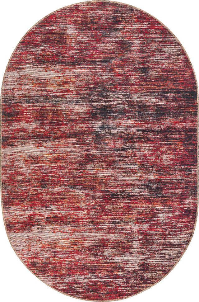 Rust Red 4' x 6' Asha Oval Area Rug 100% Chenille Cotton Easy Clean Indoor Living Dining Bedroom Office Carpet for Sale at Rug Engine