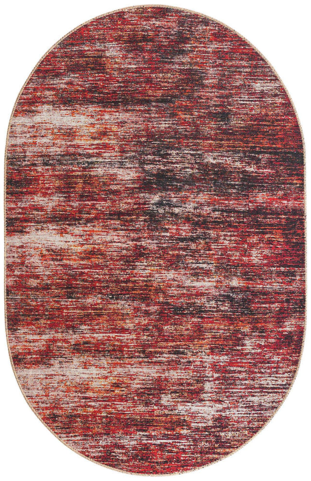 Rust Red 3' 6 x 5' 6 Asha Oval Area Rug 100% Chenille Cotton Easy Clean Indoor Living Dining Bedroom Office Carpet for Sale at Rug Engine