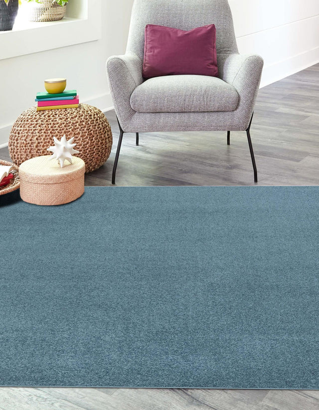Steel blue 3' 3 x 3' 3 Everyday Solid Square Area Rug 100% Polypropylene With Felt Backing Easy Clean Simple Carpet for Minimalist Room Decorating for Sale at Rug Engine