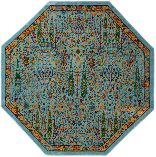Aqua 7' 10 x 7' 10 Calypso Octagon Area Rug 100% Polypropylene With Cotton Backing Colorful Vivid Traditional Design Carpet for Living Office Dining Rooms for Sale at Rug Engine