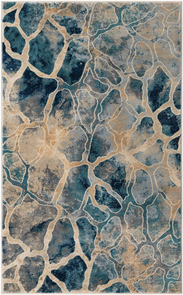 Navy Blue 3' 3 x 5' 3 Mystic Rectangle Area Rug 100% Polypropylene Abstract Modern Carpet for Living Rooms, Dining, Bedrooms, Office for Sale at Rug Engine